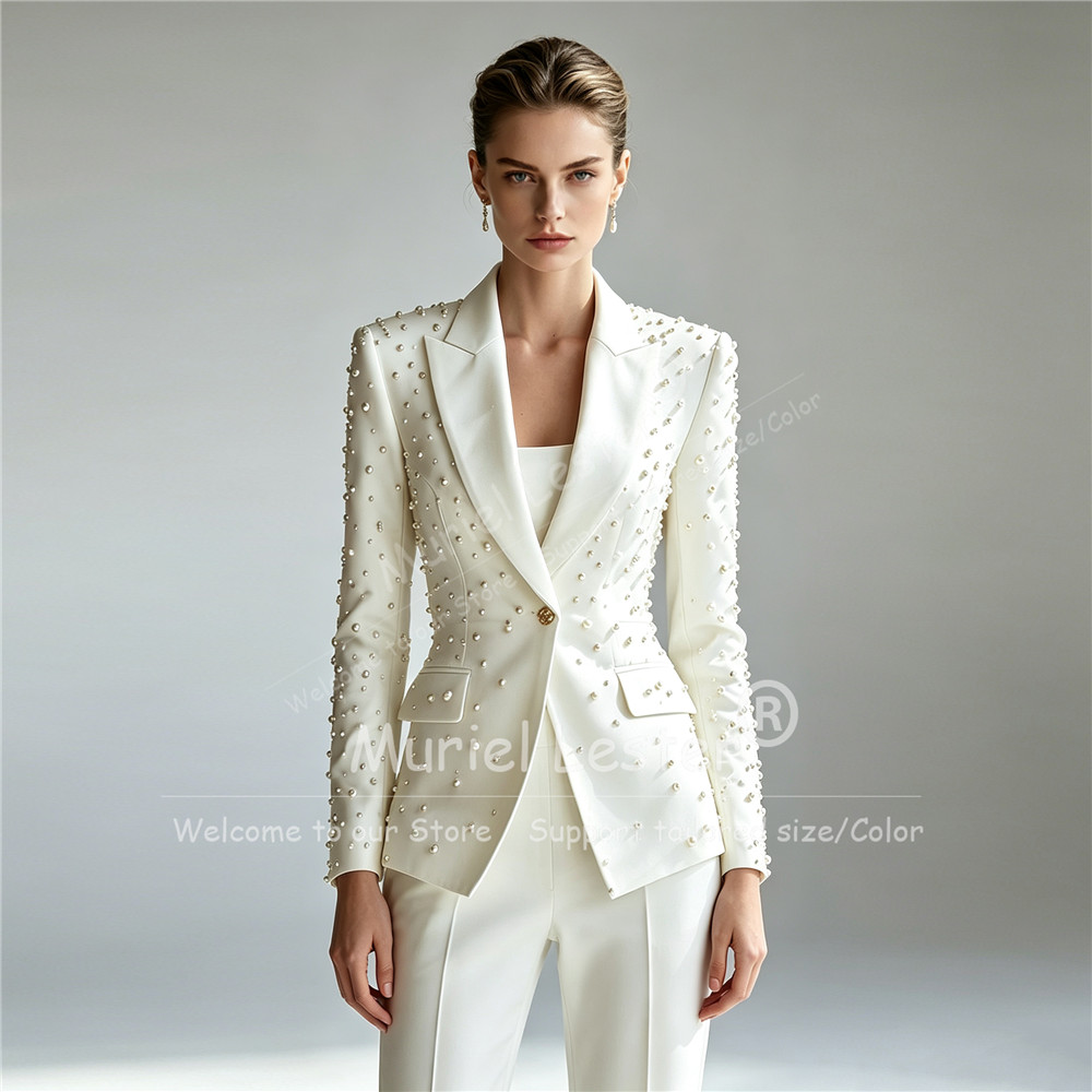 Blazer Set Women Formal - Eleganti Completi con Perle per Donne,