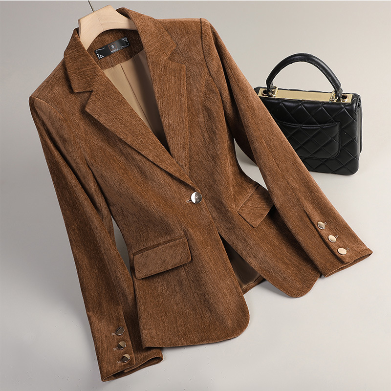 Women Formal Wear Blazers - Blazer in Velluto Giallo Oro per