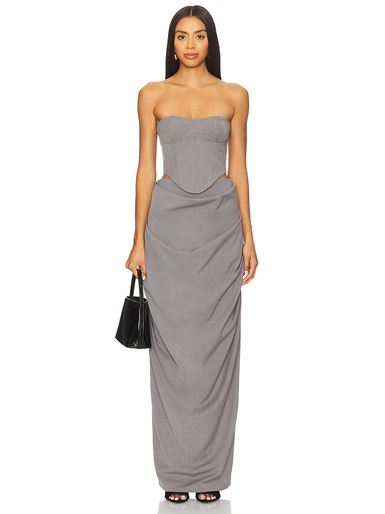 Female Formal Wear - Abito Lungo Elegante da Sera Grigio